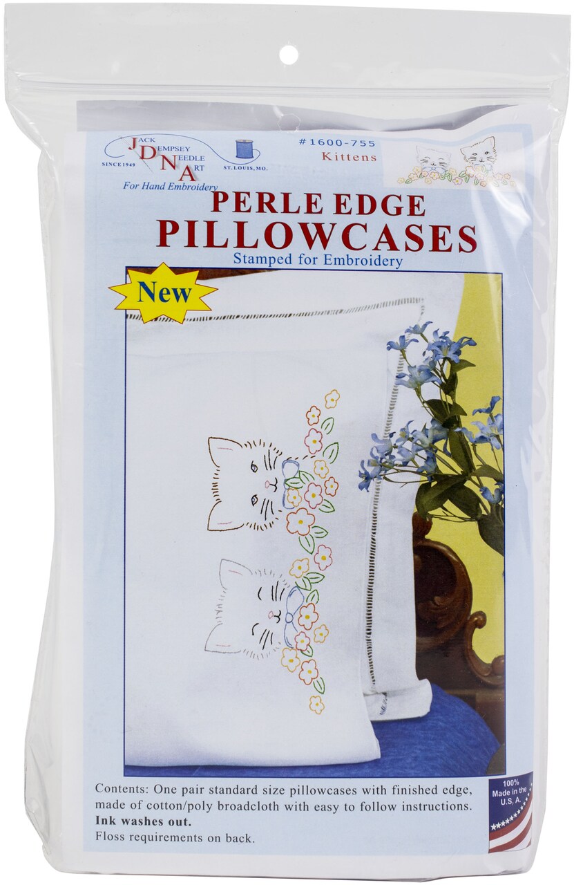 Jack Dempsey Stamped Pillowcases W/White Perle Edge 2/Pkg-Kittens